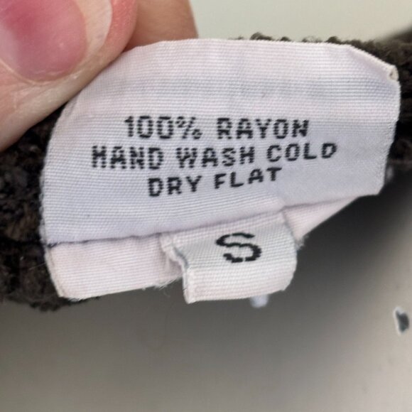 CP SHADES Button Front V-neck Ribbed Chenille Cardigan in Dark Brown SZ S - Picture 8 of 10